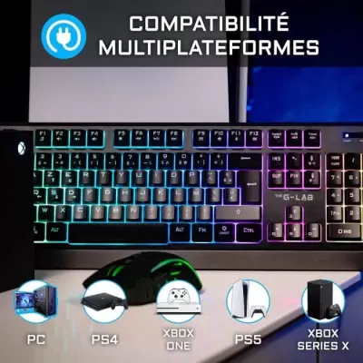 Clavier Gamer Sans Fil - The G-Lab KEYZ TUNGSTEN - Rainbow - Azerty - Noir