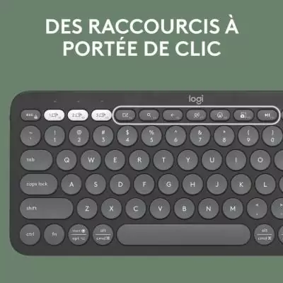 Clavier - Sans fil - Logitech - Pebble Keys 2 K380s - Bouton Easy-switch - Graphite Clavier - Sans fil - Logitech - Pebble Keys 2 K380s - Bouton Easy-switch - Graphite