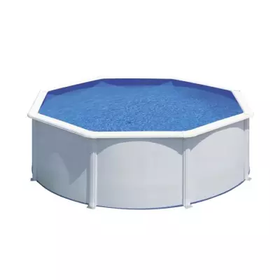 Kit Piscine Hors Sol Ronde Blanche Ø370 x 122 cm - Livrée avec Filtre à Sable et Échelle