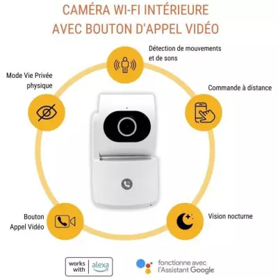Caméra de surveillance intérieure Wifi avec sirène et bouton d'appel - KONYKS CAMINI CARE 2