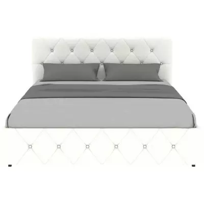 Lit adulte DAVID 160 x 200 cm - 4 tiroirs - Simili blanc