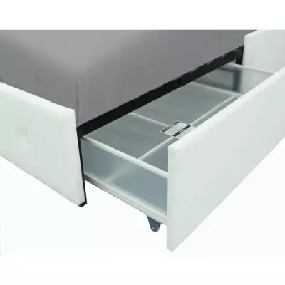 Lit adulte DAVID 160 x 200 cm - 4 tiroirs - Simili blanc
