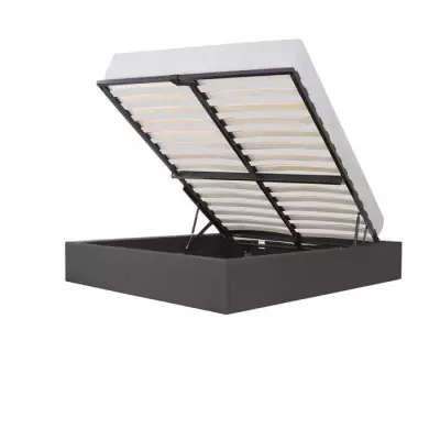 Lit coffre adulte ECLIPSE - Tissu gris foncé - Sommier inclus