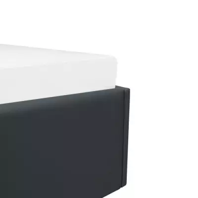 Lit adulte 160x200 cm avec coffre de rangement - Simili Noir et Bois FSC 100%