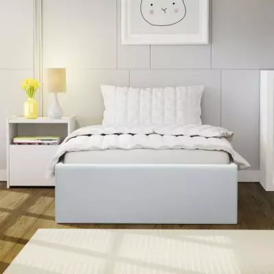 Lit coffre enfant ECLIPSE 90x190 cm blanc - Sommier inclus - Bois certifié FSC