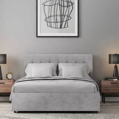 Lit coffre adulte ELIZA 140x190cm - Sommier inclus - Gris foncé