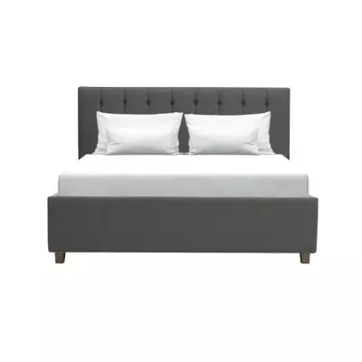 Lit adulte EMILY 140x190 cm + Coffre rangement - Gris foncé