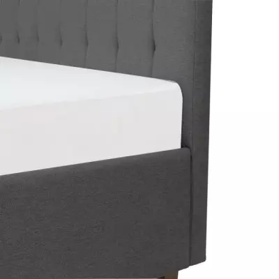 Lit coffre adulte EMILY - 160 x 200 cm - Gris foncé - Sommier inclus
