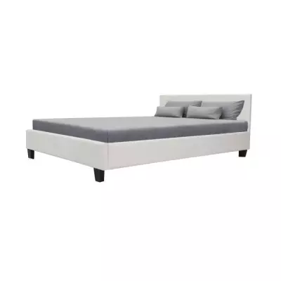 Lit adulte confortable 140x190 cm - Blanc élégant - Bois certifié FSC - Livraison incluse