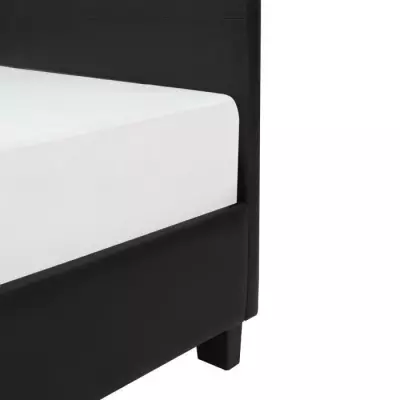 Lit adulte 160x200 cm noir simili avec sommier inclus - Bois certifié FSC