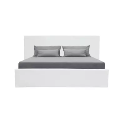 Lit adulte avec coffre de rangement 140x190 cm - Simili blanc
