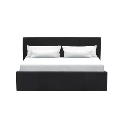 Lit adulte MARTIN 140x190 + coffre rangement - Simili noir