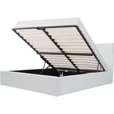 Lit adulte MARTIN avec coffre de rangement - Blanc - 160x200 cm