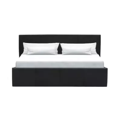 Lit adulte 160x200 cm + coffre de rangement - Simili noir - Sommier inclus