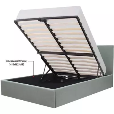 Lit coffre adulte MARTIN - Gris clair - FSC 100% - Structure de lit