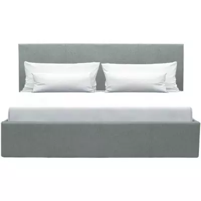 Lit coffre adulte MARTIN 160x200 cm Gris clair - Responsable FSC