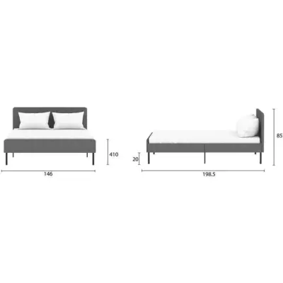 Lit adulte SIME - 140 x 190 cm - Sommier inclus - Gris - Structure de lit