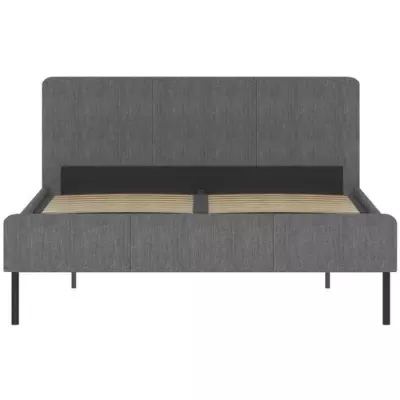 Lit adulte SIME - 140 x 190 cm - Sommier inclus - Gris - Structure de lit