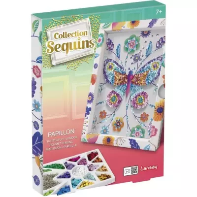 Kit Loisir Créatif - Papillons Illustrés avec Sequins - Pour Enfant - Blanc