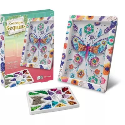 Kit Loisir Créatif - Papillons Illustrés avec Sequins - Pour Enfant - Blanc