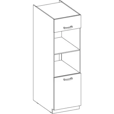 Meuble colonne four 2 portes battantes - Gris - L 60 x P 57 x H 210 cm - LASSEN : Élégance et praticité