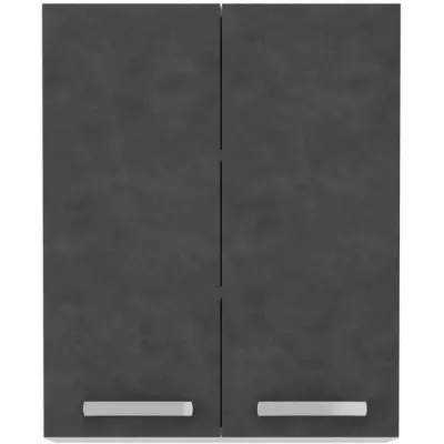 Meuble haut portes battantes - Gris mat - Style et rangement - LASSEN