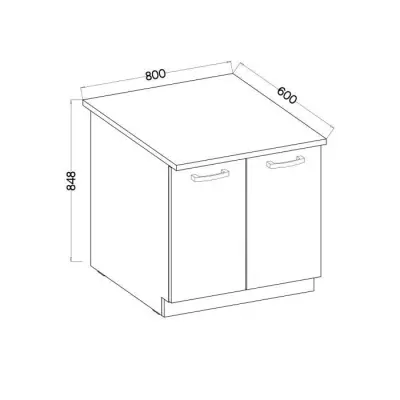 Meuble bas de cuisine sous évier L 80 cm - Chêne clair Sonoma