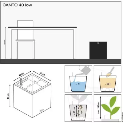 Jardinière Canto Color Square 40 Gris - Design élégant pour votre jardin