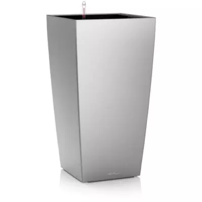 Pot de fleur LEC Cubico Premium 50 argent métallisé - résistant aux intempéries