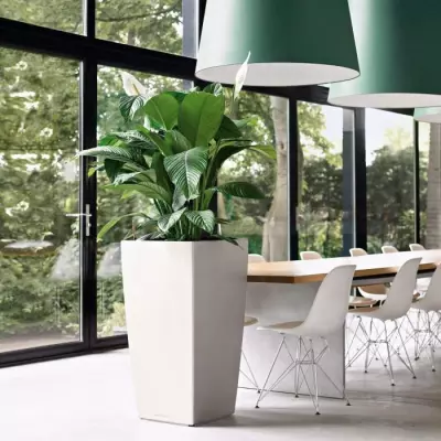 Pot de fleur LEC Cubico Premium 50 argent métallisé - résistant aux intempéries