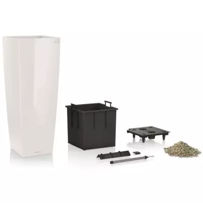 Jardinière Cubico Alto 40 Blanc Brillant - Design Moderne et Élégant