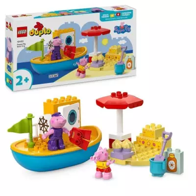 Découvrez le LEGP DUPLO 10432 Le Voyage en Bateau de Peppa Pig - Set de Jeu de Bain pour Tout-petits