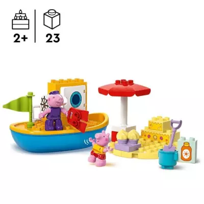 Découvrez le LEGP DUPLO 10432 Le Voyage en Bateau de Peppa Pig - Set de Jeu de Bain pour Tout-petits