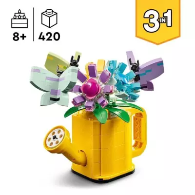 LEGO 31149 Les Fleurs dans l'Arrosoir: Jouet 3en1 avec Arrosoir et Bouquet
