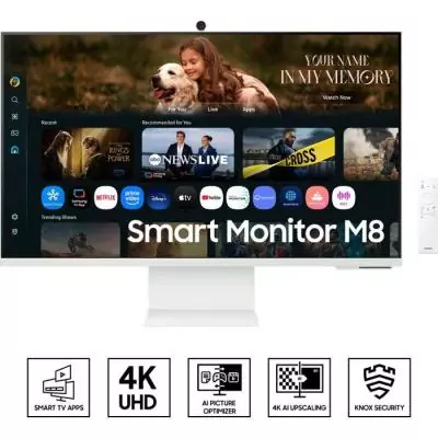 Ecran PC - SAMSUNG - 32 - UHD 4K - 60Hz - Dalle VA - 4ms - SMART MONITOR M8 - M80F - Blanc