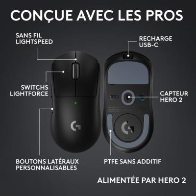 Souris - Sans fil - Logitech G - PRO X Superlight 2c - Noir