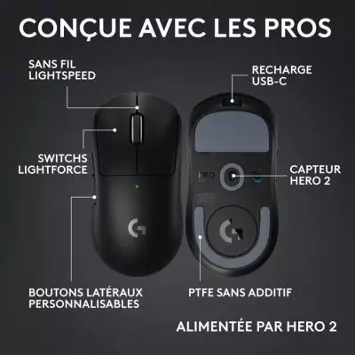 Souris - Sans fil - Logitech G - PRO X Superlight 2c - Noir