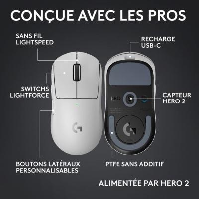Souris - Sans fil - Logitech G - PRO X Superlight 2c - Blanc