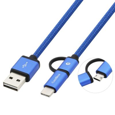 CoolBox COO-CAB-U2MC-BL câble USB USB 2.0 1 m USB A USB C Micro-USB B Bleu
