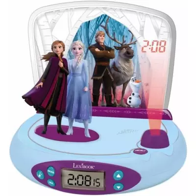 Réveil Projecteur La Reine des Neiges 2 - Effets sonores et veilleuse - LEXIBOOK