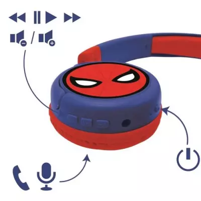 Casque Spider-Man 2 en 1 Bluetooth et filaire pour enfants - Confortable et pliable
