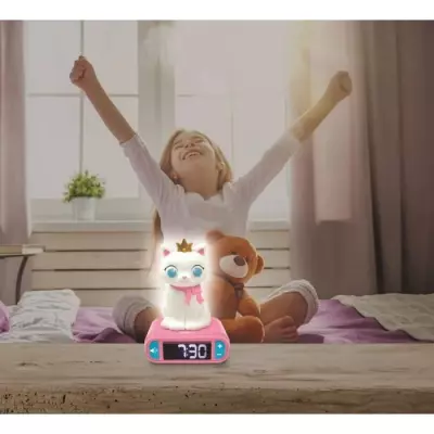 Réveil veilleuse digital LEXIBOOK - Chat - 3D lumineux et sonore