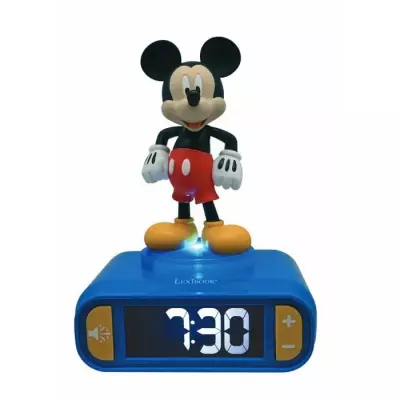 Réveil Mickey 3D avec veilleuse lumineuse et effets sonores