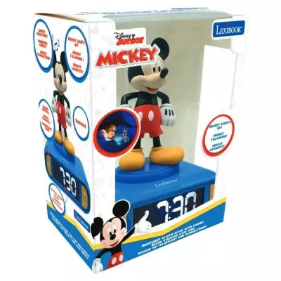 Réveil Mickey 3D avec veilleuse lumineuse et effets sonores