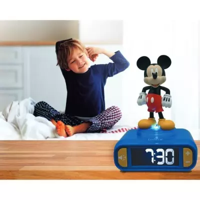 Réveil Mickey 3D avec veilleuse lumineuse et effets sonores