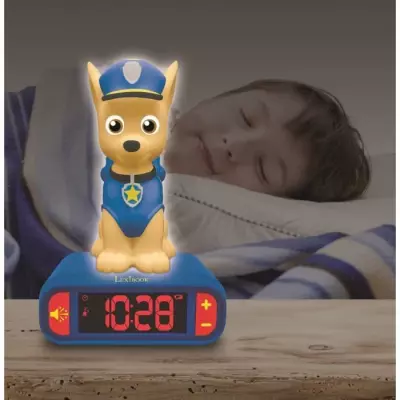 Réveil veilleuse Pat' Patrouille Chase - Effet 3D lumineux et sonore - Bleu
