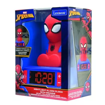Réveil veilleuse digital LEXIBOOK Spiderman 3D lumineux et sonore - Rouge et bleu - Enfant