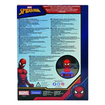 Réveil veilleuse digital LEXIBOOK Spiderman 3D lumineux et sonore - Rouge et bleu - Enfant