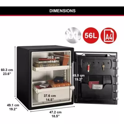 Coffre-fort ignifugé avec code tactile et alarme - 56,5 L