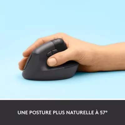 Souris ergonomique sans fil Logitech Lift pour droitier - Graphite